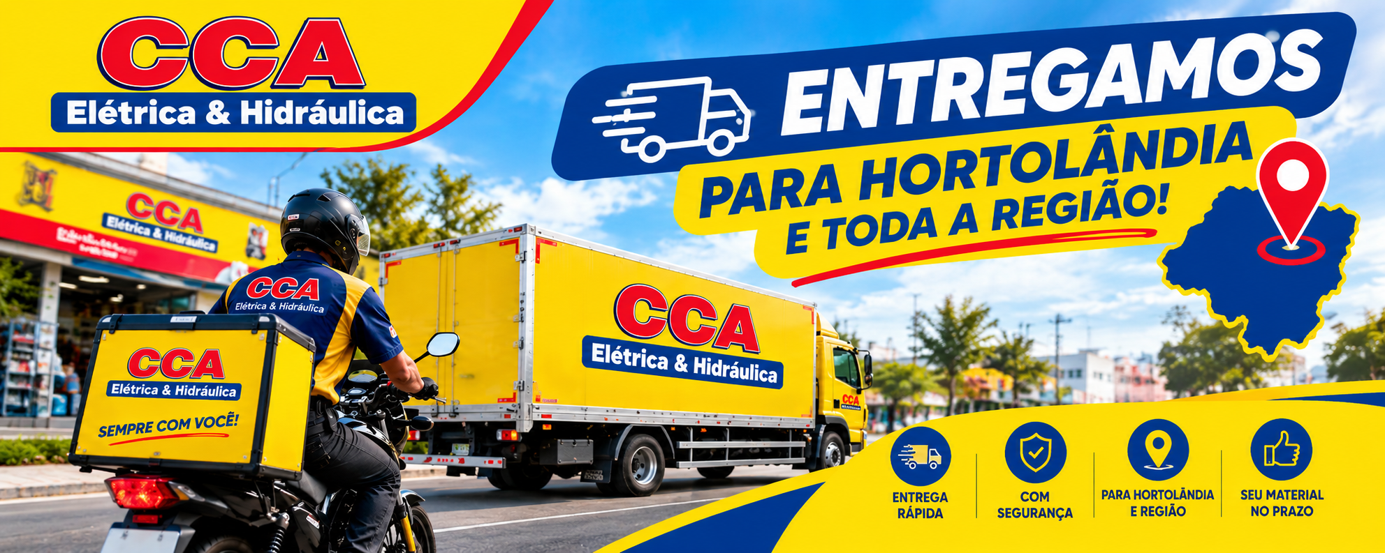 Entrega CCA em Hortolândia com moto e caminhão